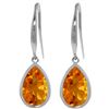 Genuine 5 ctw Citrine Earrings Jewelry 14KT White Gold - REF-35Y2F