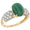 Natural 3.1 ctw malachite & Diamond Engagement Ring 14K Yellow Gold - REF-56V2F