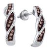 0.20 CTW Cognac-brown Color Diamond Stud Earrings 10KT White Gold - REF-18X2Y