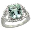 Natural 2.78 ctw aquamarine & Diamond Engagement Ring 14K White Gold - REF-116V5F