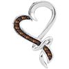 0.10 CTW Cognac-brown Color Diamond Heart Love Pendant 10KT White Gold - REF-10N5F