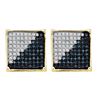 Image 1 : 0.15 CTW Mens Blue Color Diamond Square Cluster Earrings 10KT Yellow Gold - REF-12W2K