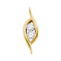 0.24 CTW Diamond 2-stone Hearts Together Pendant 14KT Yellow Gold - REF-26W3K