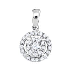 0.36 CTW Diamond Circle Cluster Pendant 14KT White Gold - REF-37W5K