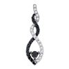 Image 1 : 0.25 CTW Black Color Diamond Solitaire Teardrop Pendant 10KT White Gold - REF-8Y9X