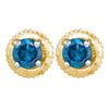 Image 1 : 1 CTW Blue Color Diamond Solitaire Stud Earrings 10KT Yellow Gold - REF-63X2Y