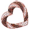 Image 1 : 0.50 CTWRed Color Diamond Heart Outline Pendant 10KT Rose Gold - REF-25W4K