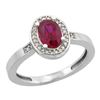 Image 1 : Natural 1.46 ctw Ruby & Diamond Engagement Ring 14K White Gold - REF-44H7W