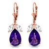 Genuine 13 ctw Amethyst & White Topaz Earrings Jewelry 14KT Rose Gold - REF-61H2X