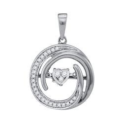 0.15 CTW Diamond Heart Circle Pendant 10KT White Gold - REF-26K9W