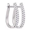 Image 1 : 0.24 CTW Pave-set Diamond Oblong Hoop Earrings 10KT White Gold - REF-26K9W