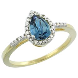 Natural 1.53 ctw london-blue-topaz & Diamond Engagement Ring 14K Yellow Gold - REF-25N6G