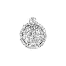 0.33 CTW Pave-set Diamond Circle Cluster Pendant 10KT White Gold - REF-22H4M