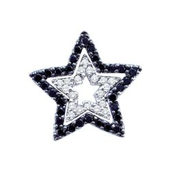 0.33 CTW Black Color Diamond Star Cutout Pendant 14KT White Gold - REF-34Y4X