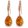 Image 1 : Genuine 5 ctw Citrine Earrings Jewelry 14KT Rose Gold - REF-35Z2N