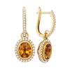 Image 1 : 1.44 CTW Oval Citrine Diamond Dangle Hoop Earrings 14KT Yellow Gold - REF-104X9Y