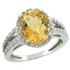 Image 1 : Natural 3.47 ctw Citrine & Diamond Engagement Ring 10K White Gold - REF-34M7H