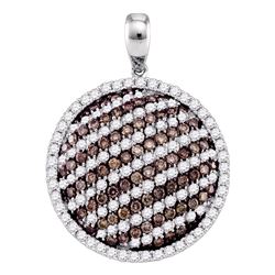 2.24 CTW Cognac-brown Color Diamond Circle Pendant 10KT White Gold - REF-119H9M