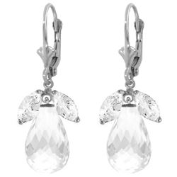 Genuine 14.4 ctw White Topaz Earrings Jewelry 14KT White Gold - REF-46H7X