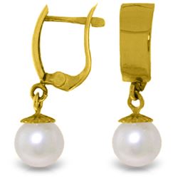 Genuine 4 ctw Pearl Earrings Jewelry 14KT Yellow Gold - REF-21W2Y