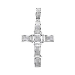 0.50 CTWMens Diamond Segmented Cross Charm Pendant 10KT White Gold - REF-56X2Y