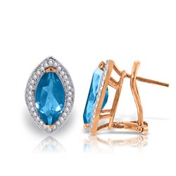 Genuine 4.8 ctw Blue Topaz & Diamond Earrings Jewelry 14KT Rose Gold - REF-103K3V