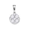 Image 1 : 1.01 CTW Pave-set Diamond Circle Cluster Pendant 14KT White Gold - REF-119K9W