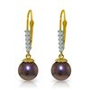 Image 1 : Genuine 8.15 ctw Pearl & Diamond Earrings Jewelry 14KT Yellow Gold - REF-34M7T