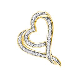 0.12 CTW Diamond Heart Love Pendant 10KT Yellow Gold - REF-13M4H