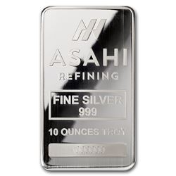 Genuine 10 oz 0.999 Fine Silver Bar - Asahi Refining