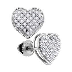 0.15 CTW Diamond Heart Screwback Earrings 10KT White Gold - REF-14Y9X