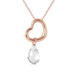 Genuine 2.25 ctw White Topaz Necklace Jewelry 14KT Rose Gold - REF-27V4W