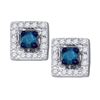 Image 1 : 0.25 CTW Blue Color Diamond Square Earrings 10KT White Gold - REF-24M2H