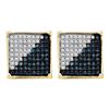 Image 1 : 0.50 CTWMens Blue Color Diamond Square Cluster Earrings 10KT Yellow Gold - REF-25X4Y