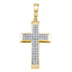 0.15 CTW Diamond Cross Pendant 10KT Yellow Gold - REF-13W4K