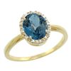 Natural 1.22 ctw London-blue-topaz & Diamond Engagement Ring 10K Yellow Gold - REF-20W5K