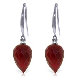 Genuine 26.2 ctw Ruby & Diamond Earrings Jewelry 14KT White Gold - REF-43H3X