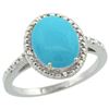 Image 1 : Natural 2.42 ctw Turquoise & Diamond Engagement Ring 14K White Gold - REF-41Z7Y