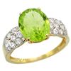 Image 1 : Natural 3.13 ctw peridot & Diamond Engagement Ring 14K Yellow Gold - REF-62X9A