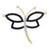 0.43 CTW Black Color Diamond Dragonfly Bug Pendant 14KT Yellow Gold - REF-25X4Y