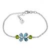 Genuine 3.15 ctw Blue Topaz & Peridot Bracelet Jewelry 14KT White Gold - REF-56N4R