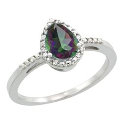 Natural 1.53 ctw mystic-topaz & Diamond Engagement Ring 10K White Gold - REF-18N9G