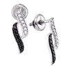 0.33 CTW Black Color Pave-set Diamond Screwback Stud Earrings 10KT White Gold - REF-19F4N
