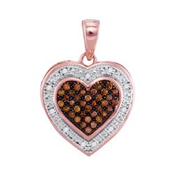 0.14 CTW Red Color Diamond Heart Halo Pendant 10KT Rose Gold - REF-16F4N