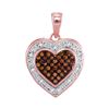 0.14 CTW Red Color Diamond Heart Halo Pendant 10KT Rose Gold - REF-16F4N
