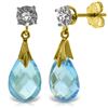Genuine 6.06 ctw Blue Topaz & Diamond Earrings Jewelry 14KT Yellow Gold - REF-37H4X