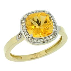 Natural 3.94 ctw Citrine & Diamond Engagement Ring 10K Yellow Gold - REF-29Z2Y