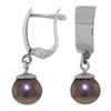 Genuine 4 ctw Black Pearl Earrings Jewelry 14KT White Gold - REF-21R2P