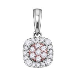 0.17 CTW Diamond Flower Cluster Pendant 18KT Two-tone Gold - REF-52Y4X