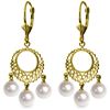 Genuine 12 ctw Pearl Earrings Jewelry 14KT Yellow Gold - REF-43K6V
